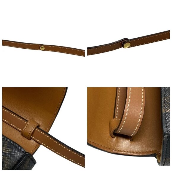 CELINE Triomphe Canvas/Mini Triomphe Tan (Dark Brown) Brown) PVC 1239-032625 - Picture 8 of 14